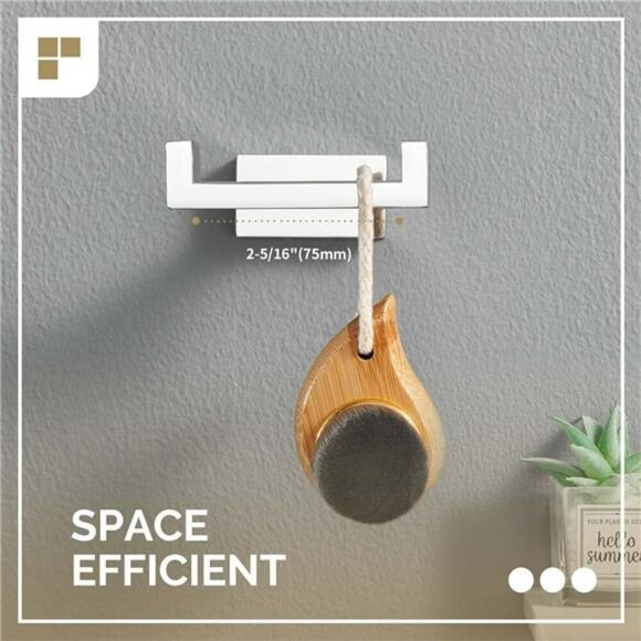 Angle Simple Double Towel Hook Polished Chrome 304 Stainless Steel Bathroom Hook - Picture 4 of 8